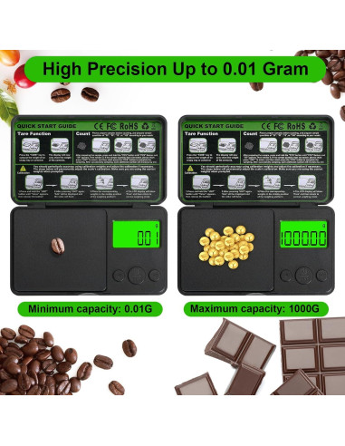 Balanza Digital de Precisión Muaket 0.01g - 1000g LCD