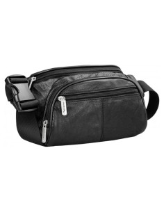 Riñonera de Cuero Travelon con Bloqueo RFID - Negro