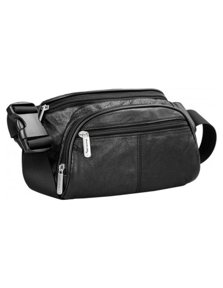 Riñonera de Cuero Travelon con Bloqueo RFID - Negro