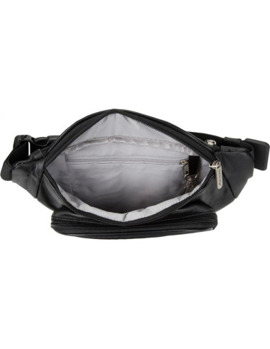 Riñonera de Cuero Travelon con Bloqueo RFID - Negro