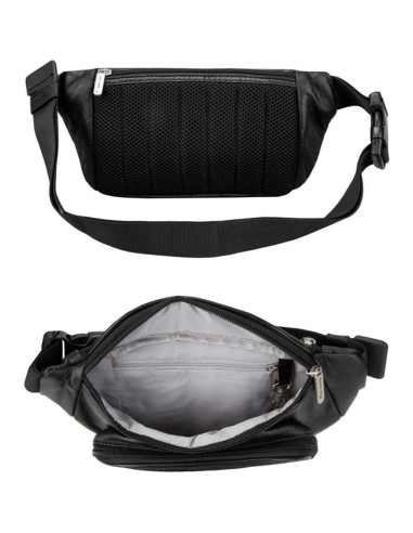 Riñonera de Cuero Travelon con Bloqueo RFID - Negro
