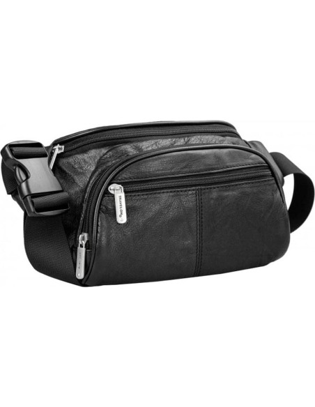 Riñonera de Cuero Travelon con Bloqueo RFID - Negro
