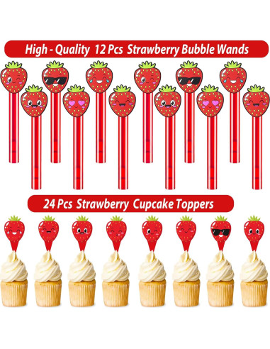 Set de Fiesta de Fresa 208 Piezas - Decoración Cumpleaños PLOUGVI