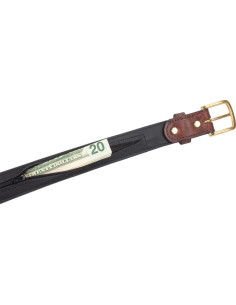 Cinturón de Cuero Bridle Marrón con Bolsillo Oculto 63.5 cm 2
