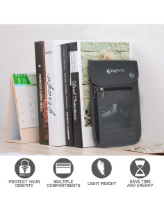 Billetera de Cuello OMYSTYLE RFID Gris Oscuro para Viajes 2