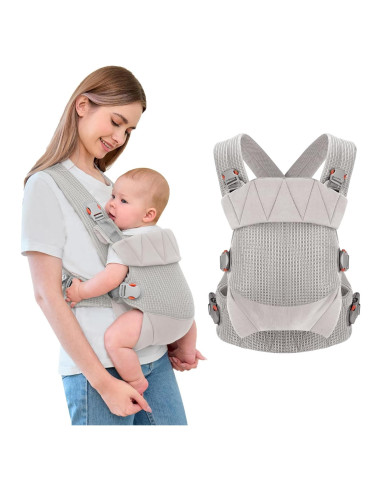Portabebés Ergonómico Malla Transpirable Gris 3-20 kg