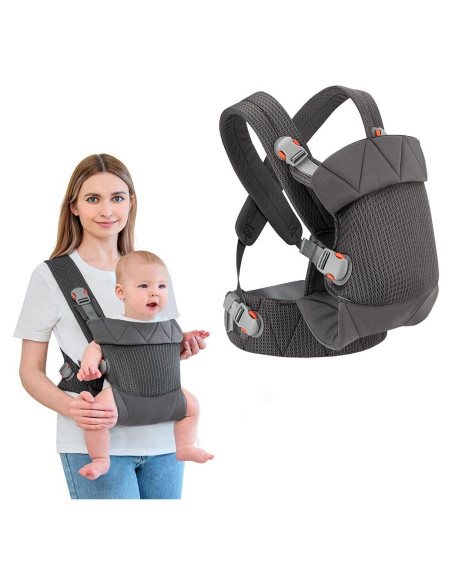 Portabebés Ergonómico BABYPARK Gris Oscuro para Recién Nacidos