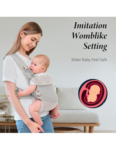 Portabebés Ergonómico Malla Transpirable Gris 3-20 kg