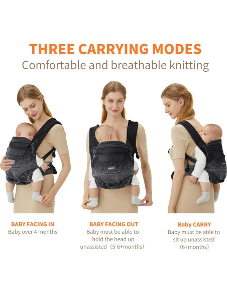 Portabebés ergonómico 4 en 1 Fe Li Hua - Negro - 3.6 a 15 kg
