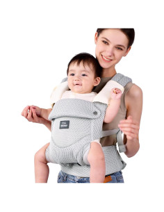 Portabebés Ergonómico Bebamour Gris 3-14.5kg Malla Transpirable