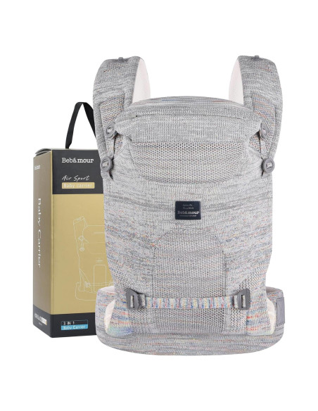 Fular Bebé Tejido Bebamour Gris 3-en-1 hasta 14.9 kg