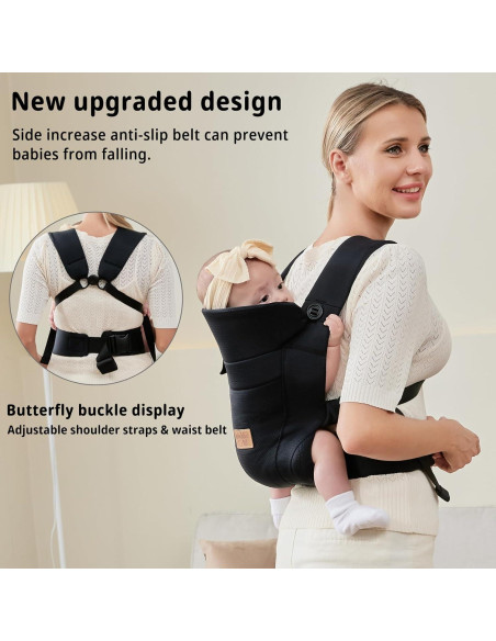 Portabebés Ergonómico Vrbabies Mejorado Negro con Cinturón