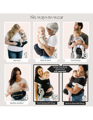 Portabebés Tushbaby Negro - Soporte Ergonómico 0-3 Años