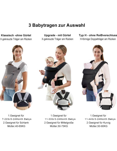 Portabebés Ergonómico Vrbabies Mejorado Negro con Cinturón