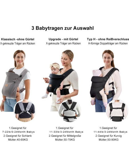 Portabebés Ergonómico Vrbabies Mejorado Negro con Cinturón