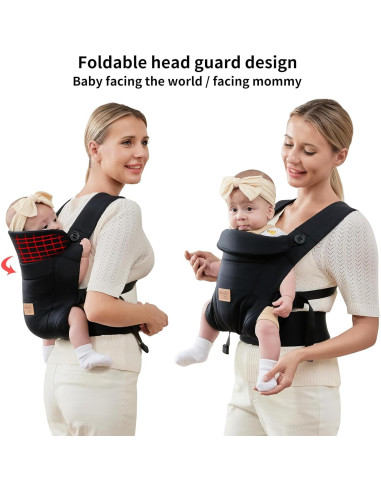 Portabebés Ergonómico Vrbabies Mejorado Negro con Cinturón