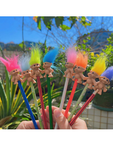 8 Toppers de Lápiz Troll Vintage Yintlilocn Multicolor