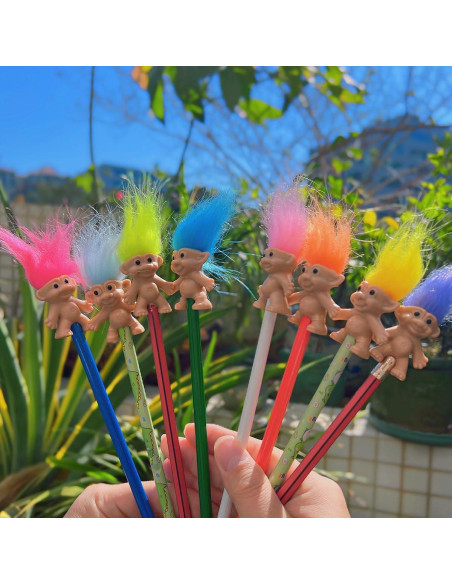 8 Toppers de Lápiz Troll Vintage Yintlilocn Multicolor