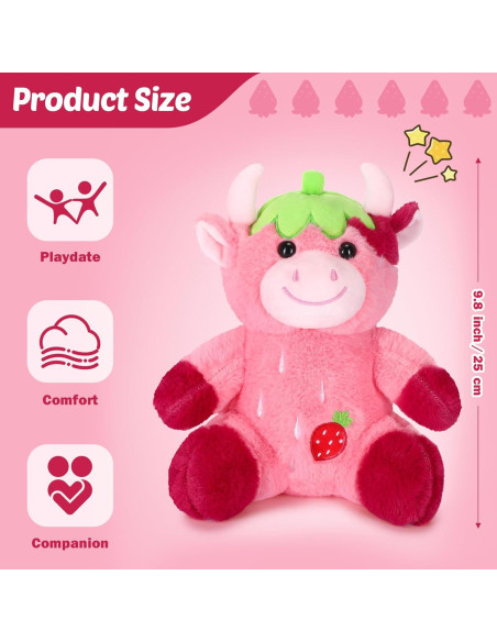 Peluche de Vaca Rosa HyDren 25 cm Suave y Lindo para Niños