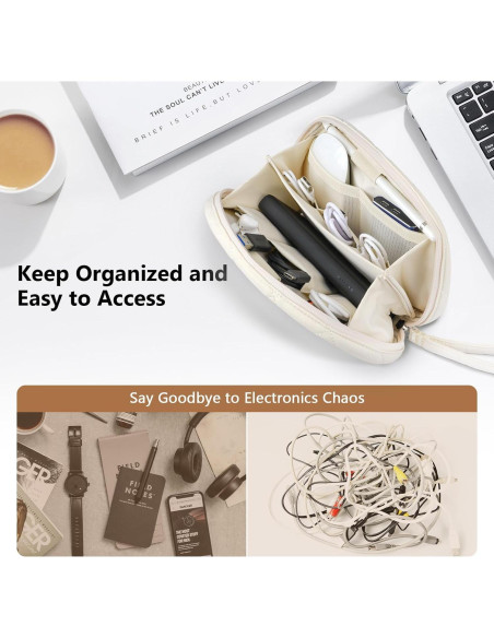 Organizador de Cables Dadanism Beige 22x13x2.5cm para Viaje Organizador de Cables Dadanism Beige 22x13x2.5cm para Viaje