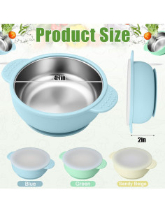 Cuencos de Acero Inoxidable para Bebés BUSOHA 3 Pack 11.94 cm 2