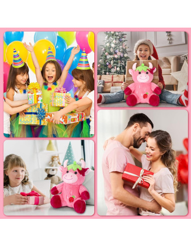 Peluche de Vaca Rosa HyDren 25 cm Suave y Lindo para Niños