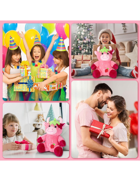 Peluche de Vaca Rosa HyDren 25 cm Suave y Lindo para Niños