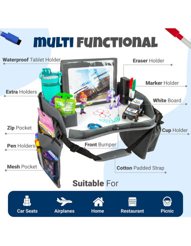 Bandeja de Viaje para Niños WITRIP con Pizarra Borrado Seco