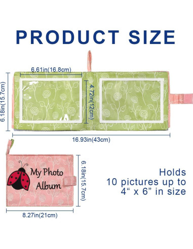 Álbum de fotos de tela suave amzoya para bebés 4x6 Rosa