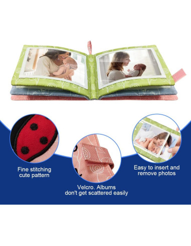 Álbum de fotos de tela suave amzoya para bebés 4x6 Rosa