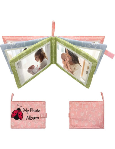 Álbum de fotos de tela suave amzoya para bebés 4x6 Rosa