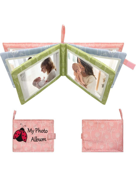 Álbum de fotos de tela suave amzoya para bebés 4x6 Rosa