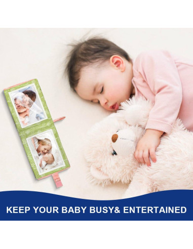 Álbum de fotos de tela suave amzoya para bebés 4x6 Rosa