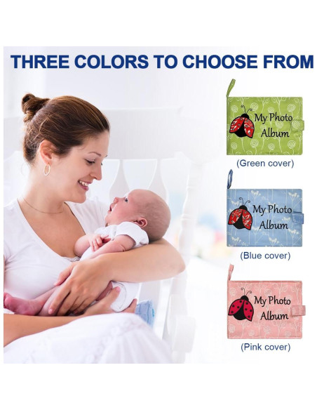 Álbum de fotos de tela suave amzoya para bebés 4x6 Rosa