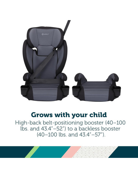 Asiento de automóvil elevador 2 en 1 Safety 1st Grow and Go, 18.14-45.36 kg, Arena Negra