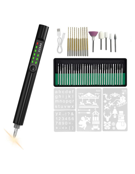 Bolígrafo de Grabado Eléctrico HooYan con Luz LED y 40 Piezas