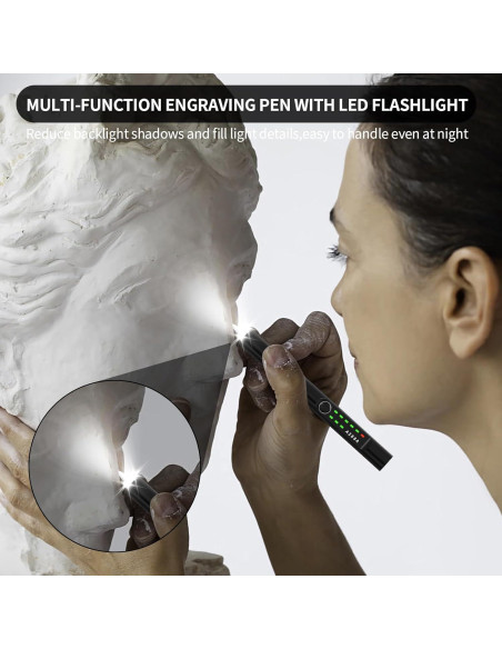 Bolígrafo de Grabado Eléctrico HooYan con Luz LED y 40 Piezas