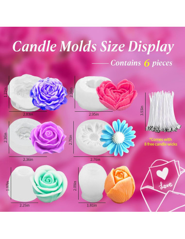 Conjunto de 6 Moldes de Silicona para Velas MUXIUNT