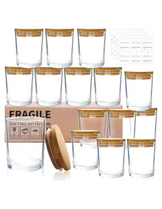 Paquete de 15 Tarros de Vela CONNOO 198g con Tapas de Bambú