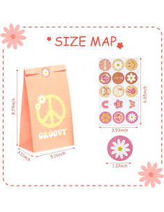 24 Bolsas de Favor de Fiesta Retro Hippie Boho A1diee 2