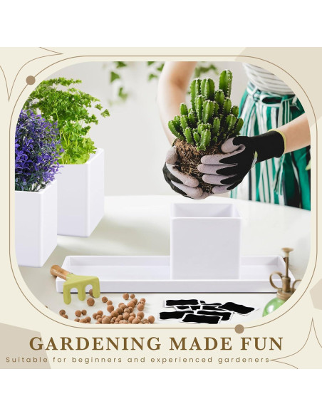 Juego de 6 Macetas de Hierbas RimCereal con Drenaje Blanco Juego de 6 Macetas de Hierbas RimCereal con Drenaje Blanco