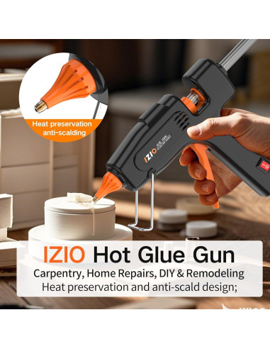 Pistola de Silicona Caliente IZIO 100W con 21 Barras 11.1mm