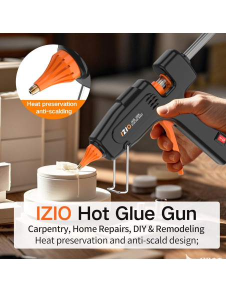 Pistola de Silicona Caliente IZIO 100W con 21 Barras 11.1mm