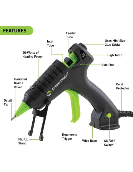 Pistola de Pegamento Caliente Surebonder H-195F 20W Alta Temperatura