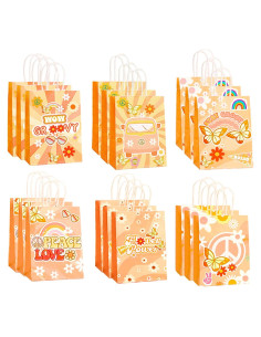 Bolsas de Fiesta Groovy CZWXOXO 24 Pcs 21x15 cm Retro Hippie