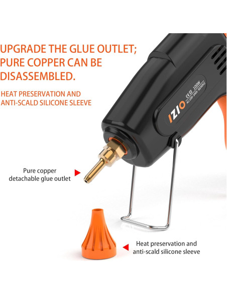 Pistola de Silicona Caliente IZIO 100W con 21 Barras 11.1mm