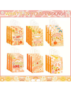 Bolsas de Fiesta Groovy CZWXOXO 24 Pcs 21x15 cm Retro Hippie 2