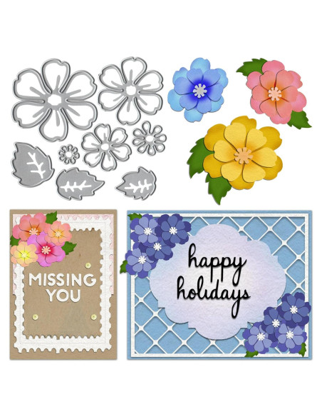 Troqueles de Flores y Hojas Hying para Scrapbooking 15x7cm