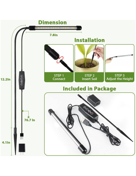 Lámpara de Crecimiento Juhefa 6000K LED para Plantas de Interior