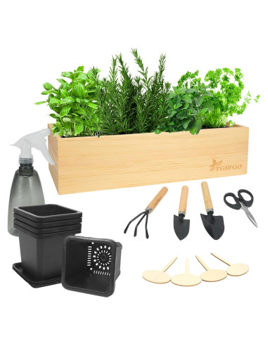 Kit de Jardín de Hierbas TGIFGO con 17 Herramientas y Macetas